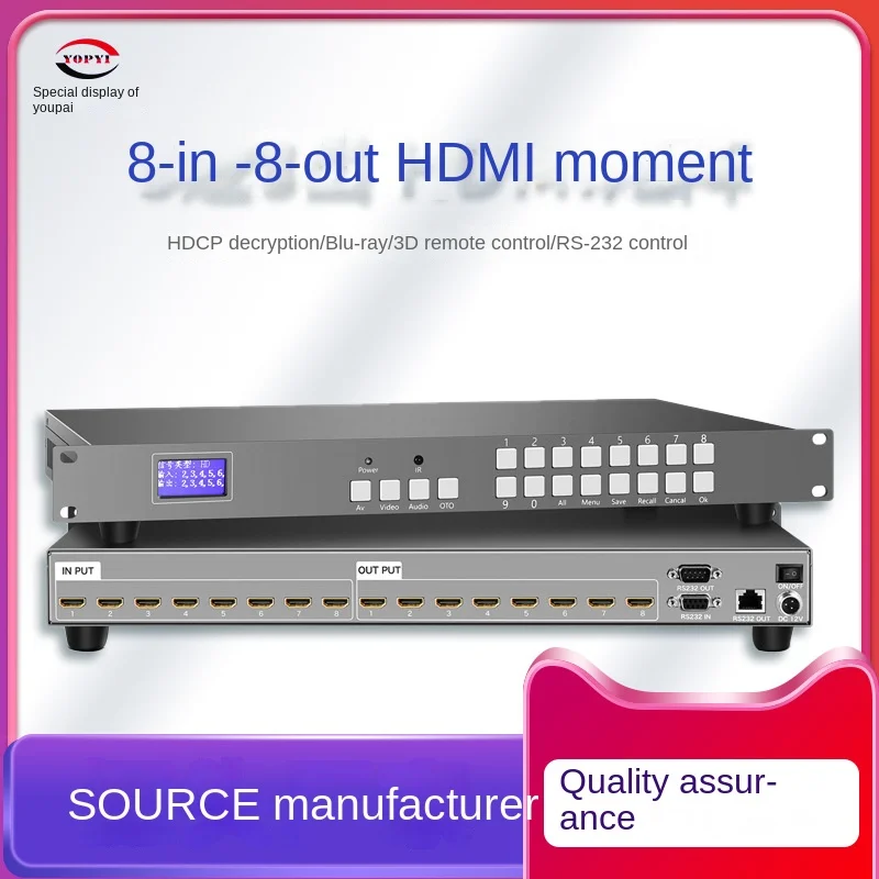 HDMI HD Matrix 8 In 8 Out Splicing Screen Network Decoder Image Video Processor DVI Switching Matrix