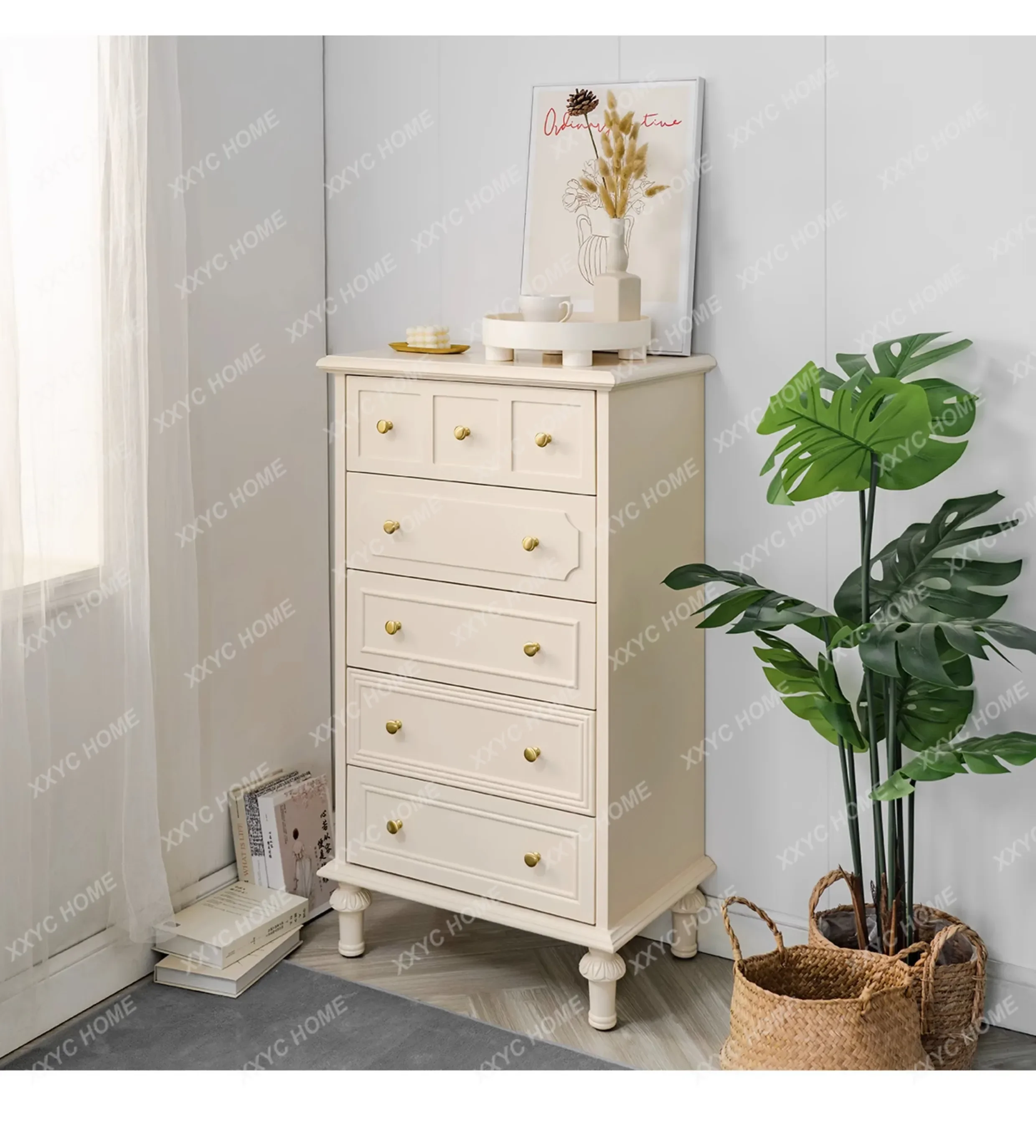 

X Style Living Room Hallway Cabinet Minimalist Cream Chest Of Drawers Bedroom Drawer Store Decorative Cabinet