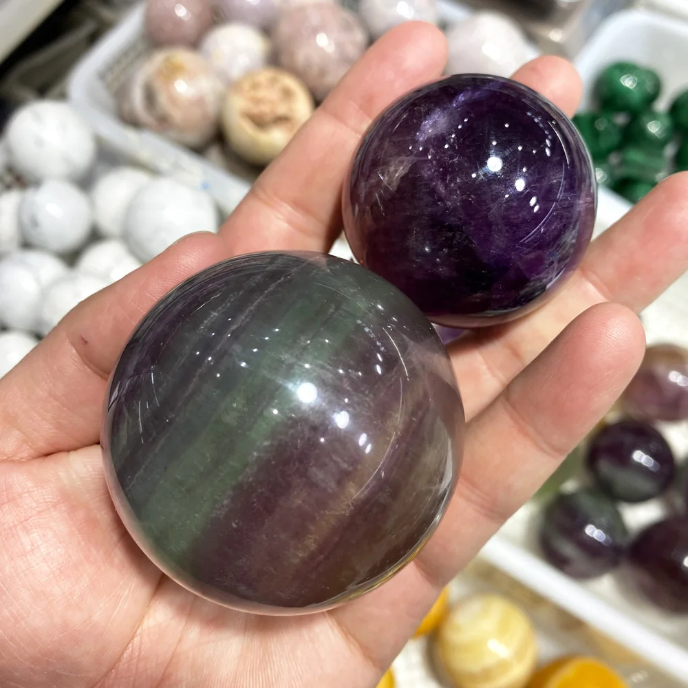 Crystals Sphere Wholesale Bulk Healing Stones Rainbow Fluorite Sphere Ball For Fengshui Ornaments