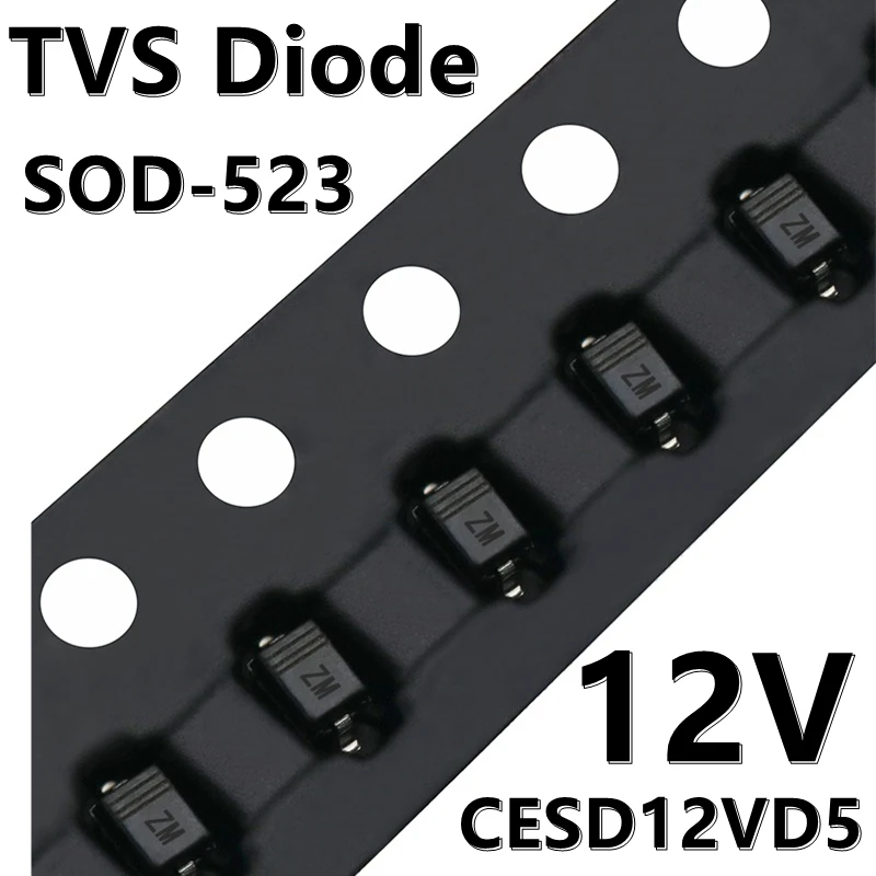 무지향성 TVS 다이오드, SOD 523 ESD 정전기 보호 다이오드, CESD12VD5 ZM, 12V, 50 개