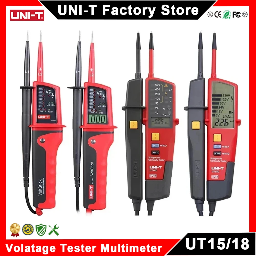 Цифровой мультиметр UNI-T UT18C UT18D UT15B UT15C, тестер для измерения напряжения, переменного/постоянного тока, трехфазная последовательность напряжения, целостность фаз