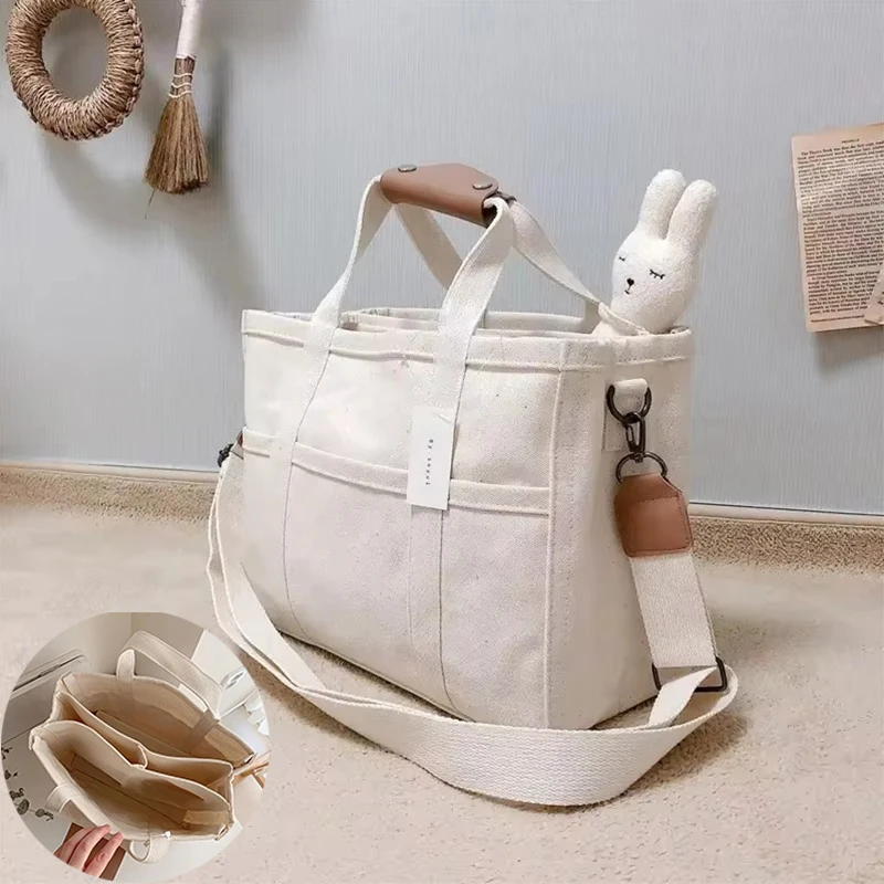 Baby Diaper Bag Multifunctional Large Capacity Mom Tote Bag Baby Stroller Canvas Storage Bag Shoulder Bag Mummy Products