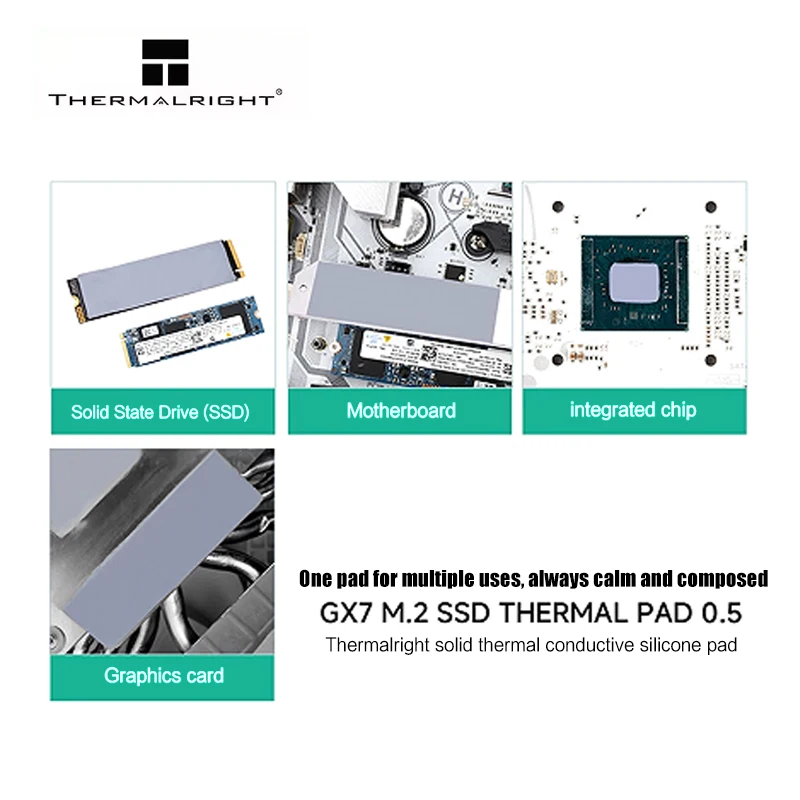 Thermalright GX7 Series Thermal Pad for M.2 SSD/Chip/GPU VRAM/MOS Module, L*W 70*22mm, Thickness 0.5mm/1mm/1.5mm/2mm