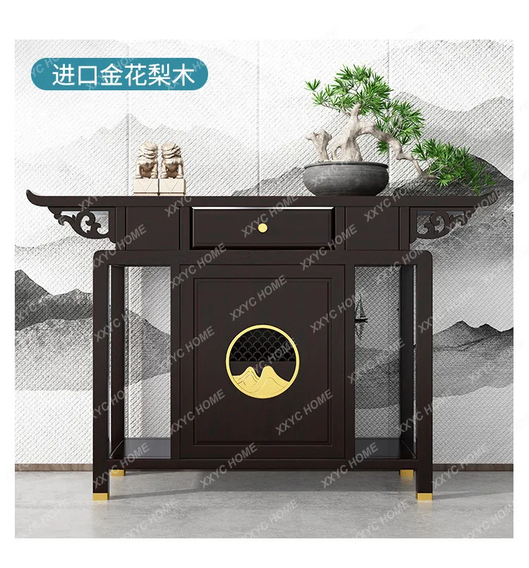 XXNew Chinese-style entrance cabinet, ebony solid wood end-view platform, foyer entry, living room, table storage cabinet