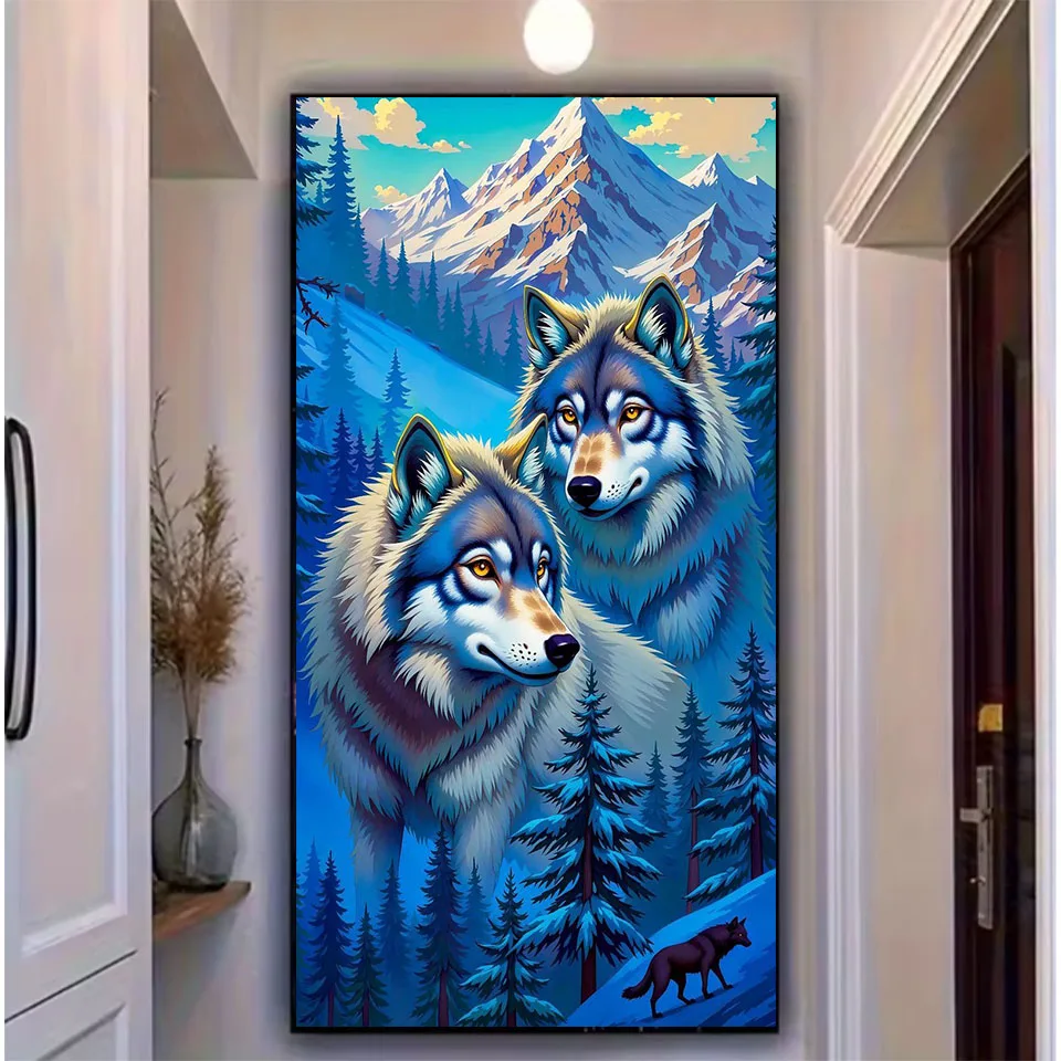 5D DIY الماس اللوحة الحيوان التطريز الماس الفسيفساء كامل مربع جولة حجر الراين الذئب عبر غرزة كريستال ديكور فني للمنزل #1