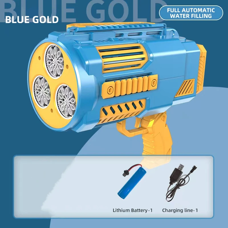 N Hole Electric Automatic Space Bubble Gun Toy for Children Outdoor Party Game Bubble Machine Gun with Sound Light Kids Gifts