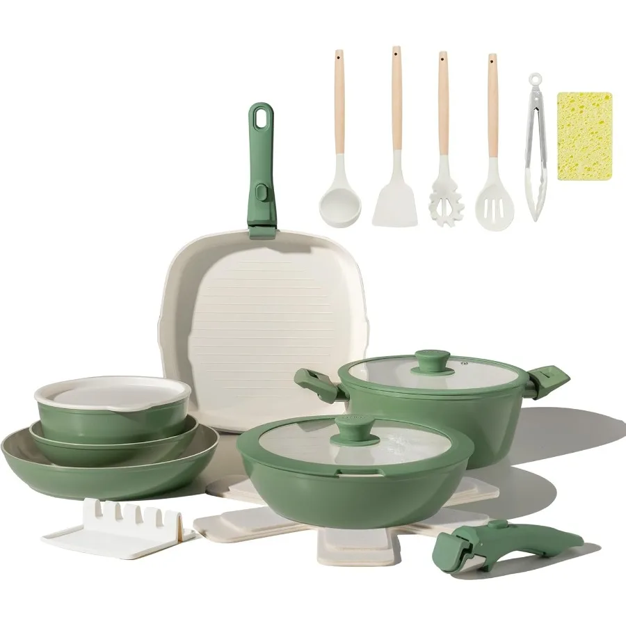 

23 шт., набор керамических кастрюль и сковородок, антипригарная съемная ручка, посуда для индукционной плиты, съемная ручка, кухонный набор для приготовления пищи