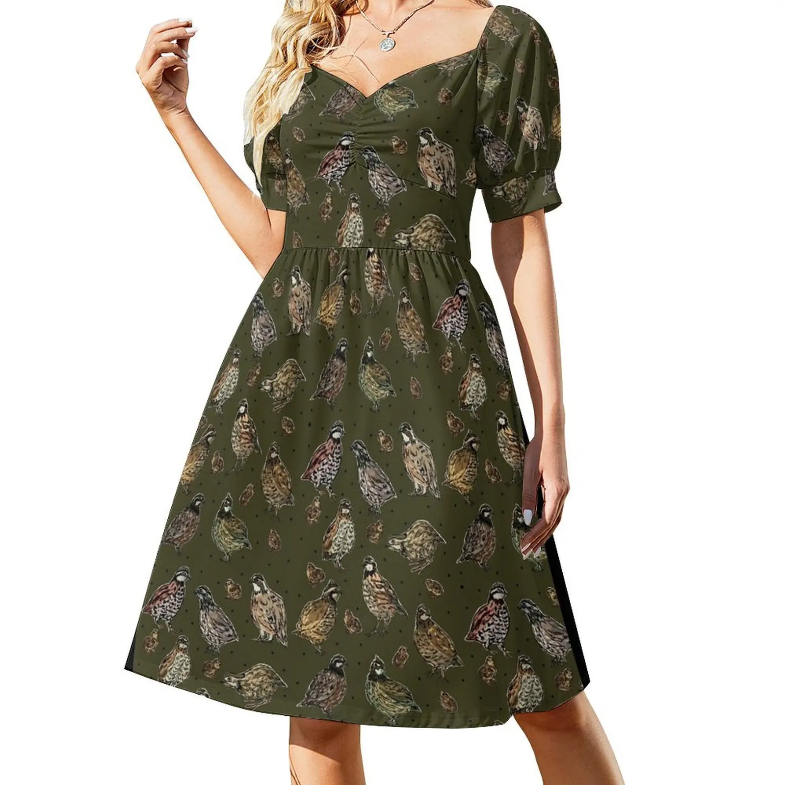 

Bobwhite Quail Pattern Short Sleeved Dress Female clothing Summer dresses for women Dress