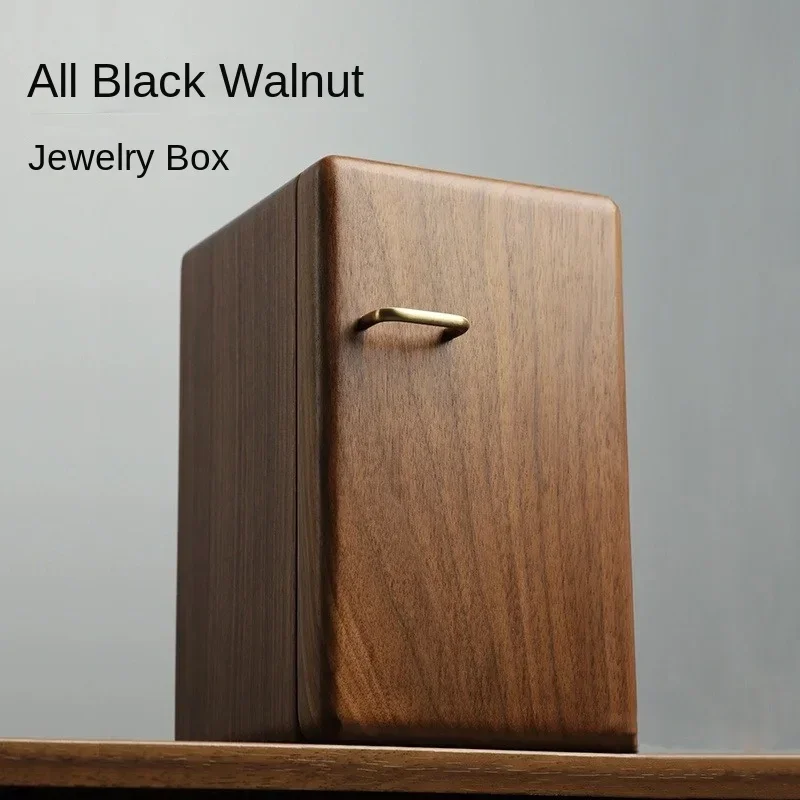 Luxurious Walnut Wood Jewelry Box Multi-Layer High Capacity Storage Organization Dustproof Refrigerator Style， Jewelry Storage