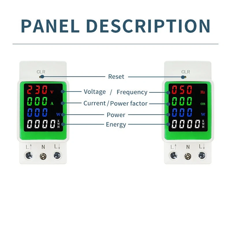 Power Energy Meter AC80-270V, 110V 220V 100A VOLT AMP Voltmeter Ammeter Wattmeter rel Din