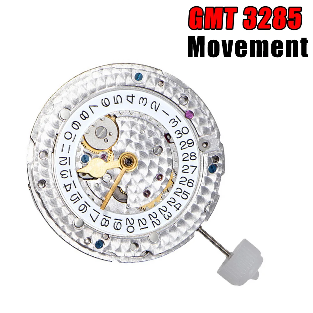 Shanghai GMT 3285 Automatic Mechanical Movement 4 Hands China 3285 Movement Date 3H 31Jewels Replacing Watch Movement Parts