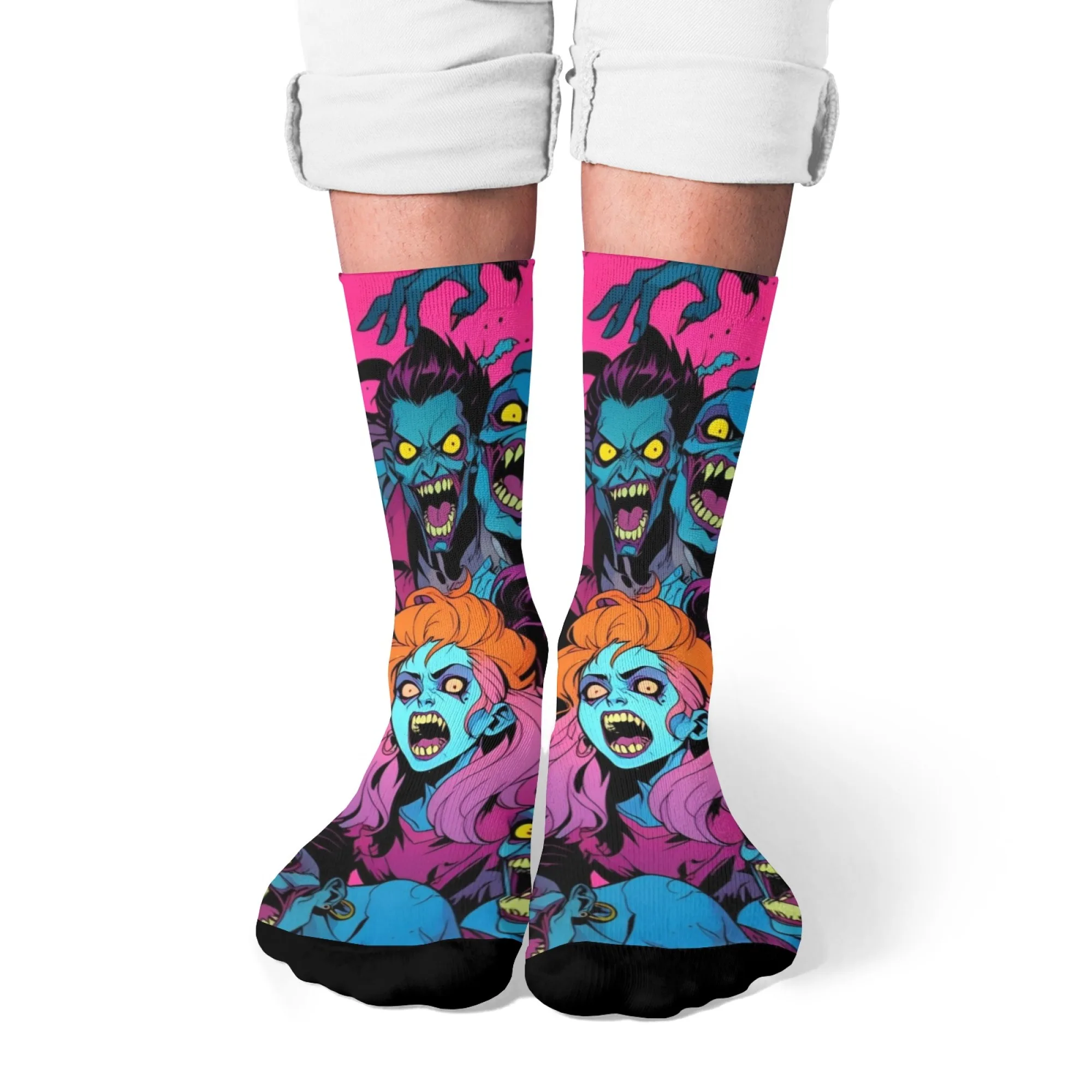 Crazy Girls Horror Zombie Cartoon Sokken Harajuku Stijl Nieuwigheid Grappige Crew Sokken Unisex Warme Antislip Sokken Vakantie Feestcadeau