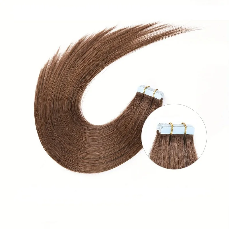 Alimice Invisible tape in hair extensions human hair #4 Middle Brown Hair Extensions 16 Inch Real Hair Extensions