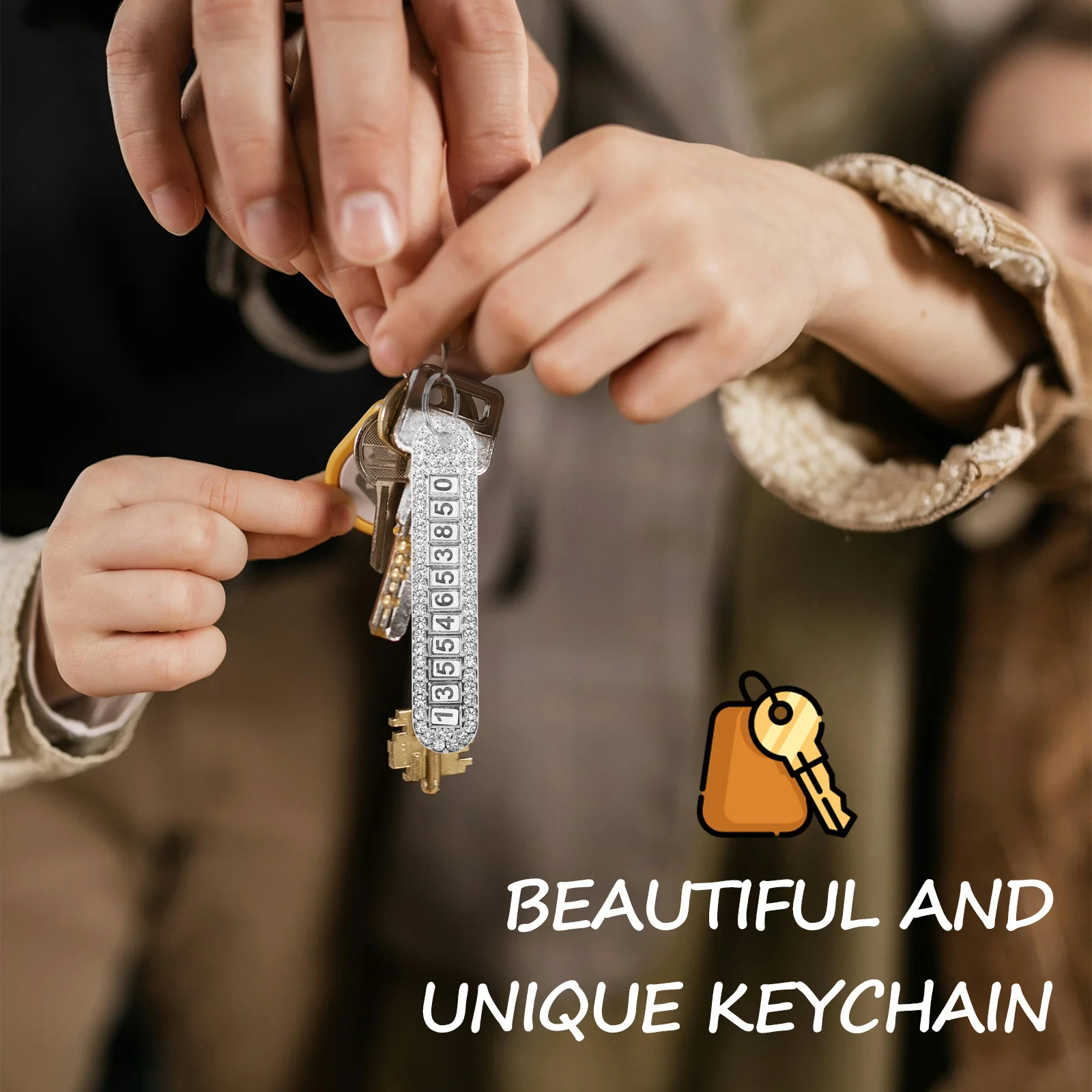 

Bling Rhinestone Car Keychain Phone Sparkly Key Holder For Women Glitter Key Fob Cover Anti-Lost Keyring Accessory