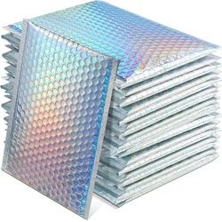 100pcs Shipping Packaging Holographic Mailer Laser Bubble Mailers Small Business Supplies Mailing Bags Packages Kpop Envelope