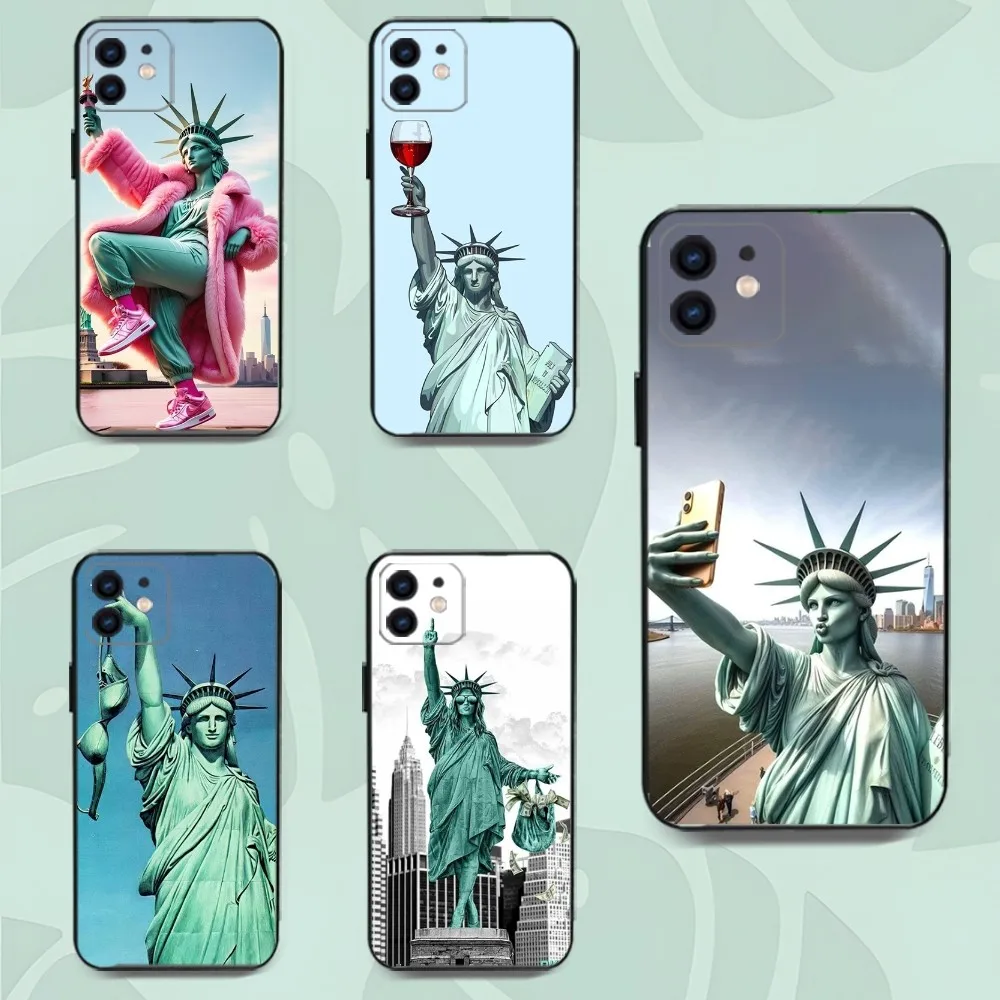 Funny Statue Of Liberty Phone Case For Iphone16 15 11 13 14 Pro Max Plus X Xr Xs Max 12mini Cover Case