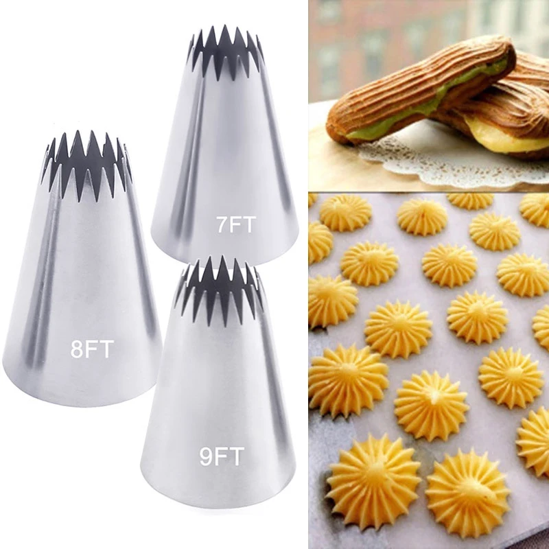 1/3Pcs 7FT 8FT 9FT Cake Decorating Tips Set Russian Open Star Piping Nozzles Tips Cupcake Cookies Icing Piping Pastry Nozzles