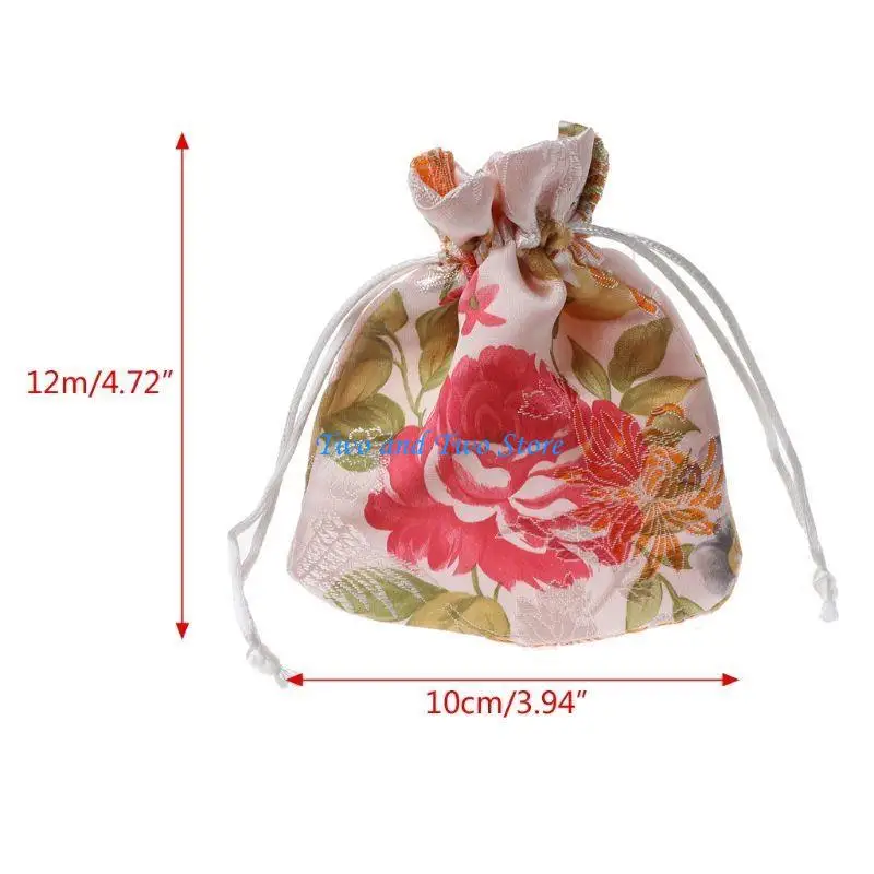 HX6F Jewelry for Women and Girls Silk Drawstring Gift Bags Traditional Silk Travel for Accessories