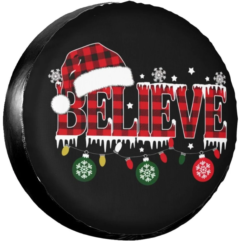 

Christmas Believe Spare Tire Cover, Universal Fit Waterproof Wheel Protector, 17 inch, for RV, SUV, Truck, Trailer
