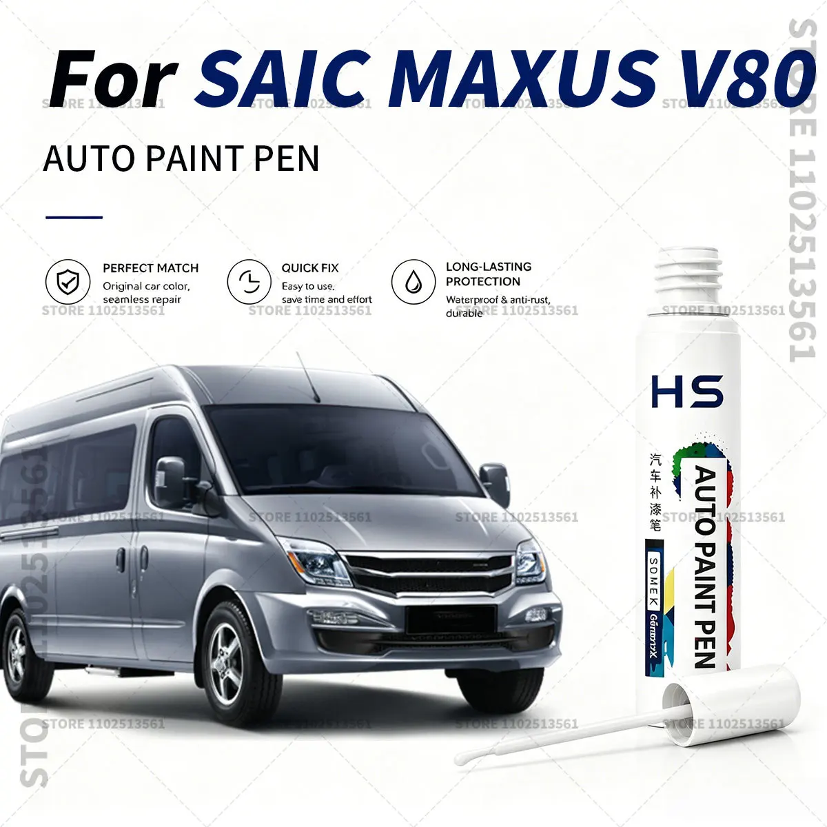 For 2009-2025 SAIC MAXUS V80 Touch Up Paint Pen Quick Repair Car Scratch Chip Paint Brush Gray Black White Silver
