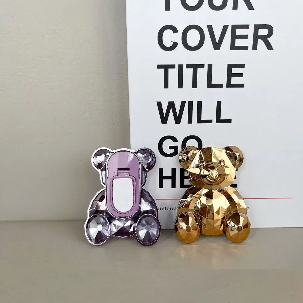 Creative Cute Crystal Bear Phone Holder Portable Back Sticker Bracket PC Support Frame Universal Phone Support Kickstand