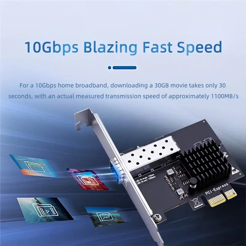 Popular Style For Win10/11 For NAS 10G SFP+ Pcie 4.0 X1 Network Card Single Port Fiber NIC RTL8127 UEFI PXE Boot Wake On LAN Ser