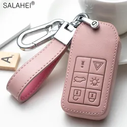 Leather Car Remote Key Case Full Cover Protect Holder Shell Fob For Volvo S80 S60 V50 V70 XC70 XC90 Keyless Keychain Accessories