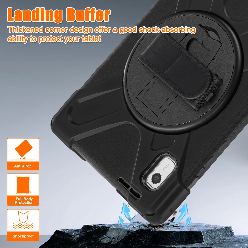 

9.0'' Tab M9 Shockproof Tablet Cases For Lenovo Tab M9 Case TB 310FU 310 Cover Rotate Hand Strap PC Stand Silicone Shell
