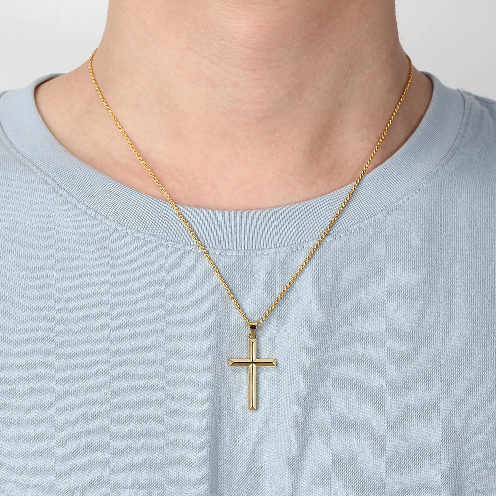 S925 Pure Silver Cross Necklace | 18k Gold Cross | Hip Hop Style Classic Pendant as a Birthday Gift for Best Friends.