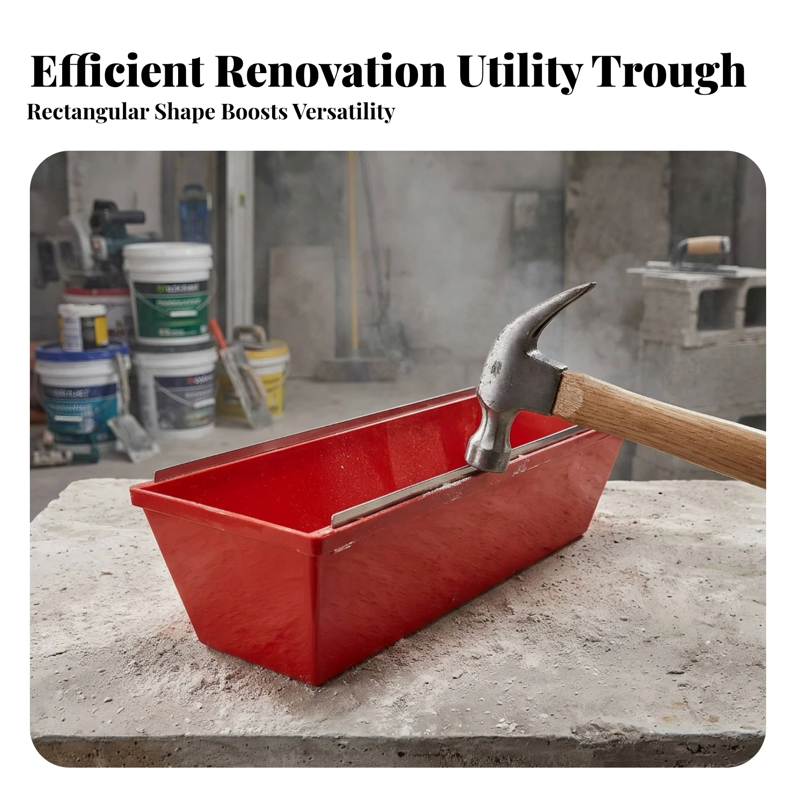 Plastic Mud Pan Tapered Cement Mixing Tub Mixing Tub with Wear Strip Reinforced Tray Easy-Clean for Masons, Construction Sites