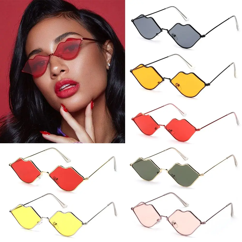 Sexy Ocean Lens Metal Women's Sunglasses Small Frame Lips Shape Sunglasses Sunglasses