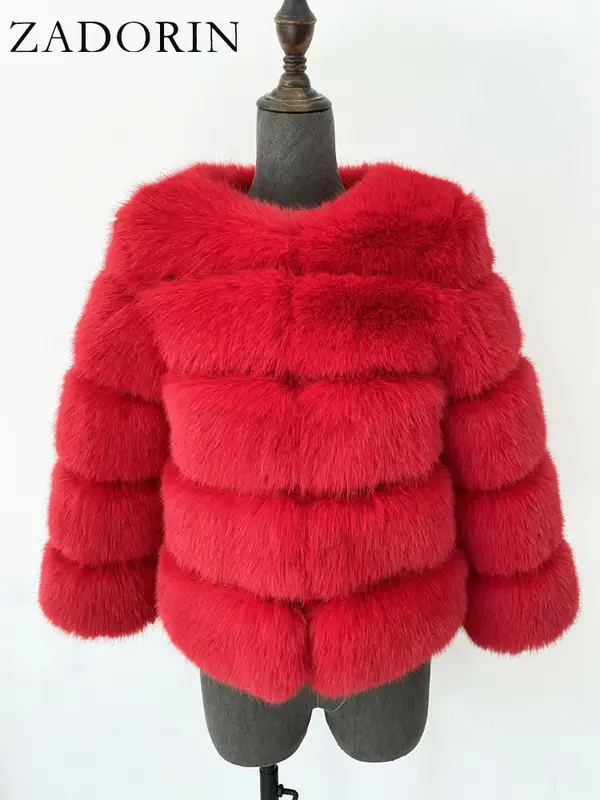 ZADORIN S-6XL Mink Coat Winter Black White Faux Fur Coat Woman Elegant Fluffy Faux Fur Jacket Top Short Fur Coats Woman Clothing - Image 11