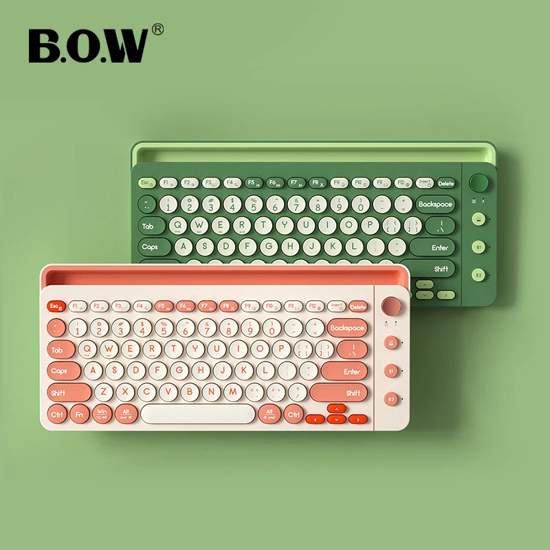 

B.O.W Bluetooth Keyboard Multi-device, 78 Keys Quiet Typing Ergnomic Keyboard with Holder for Tablet / Phone