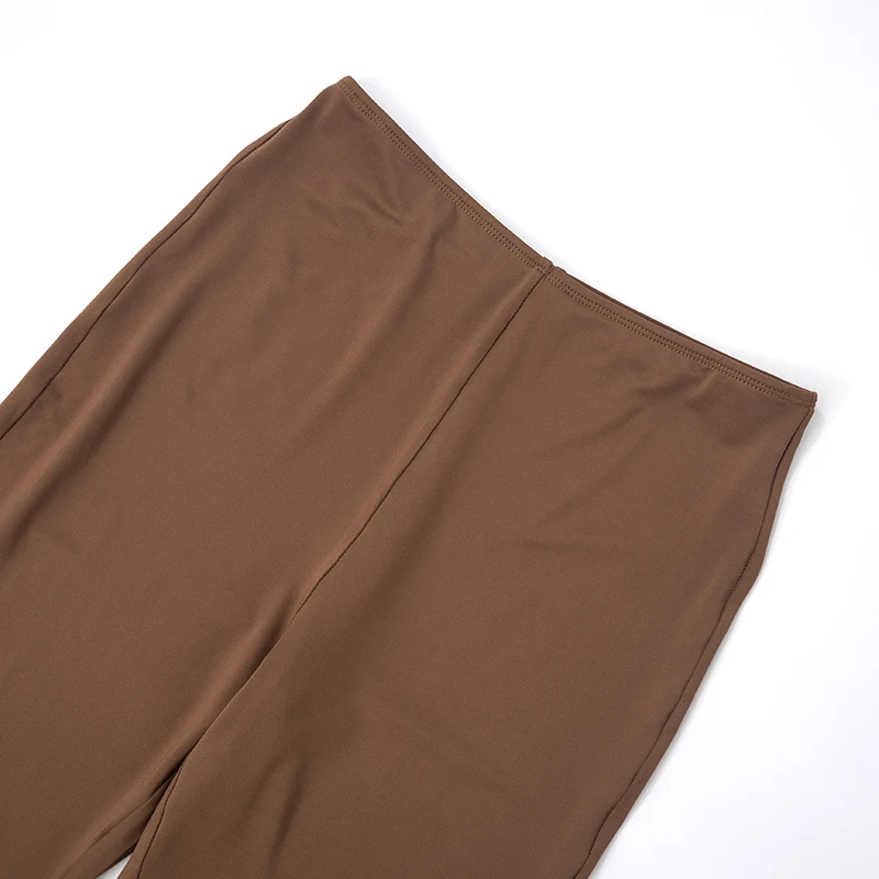 CUTENOVA المرأة نصف عالية الرقبة المستديرة الجبهة الجوف خارج قصيرة الأكمام المحاصيل الأعلى عالية الخصر نحيل سبع نقاط فستان أطفال مع سروال داخلي الإناث #6