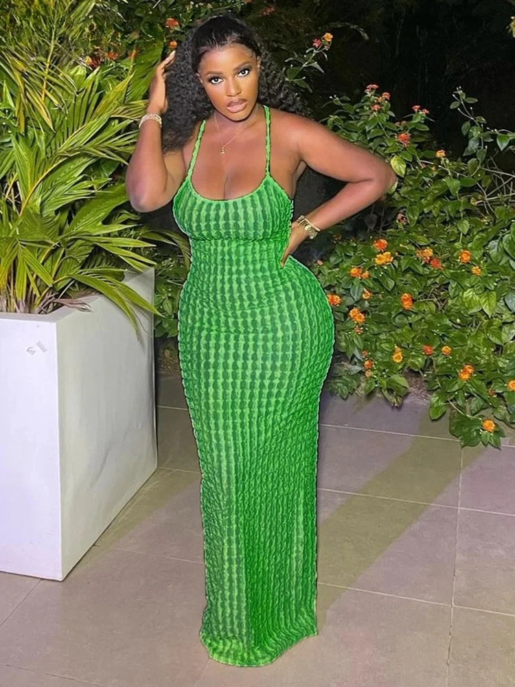 クロス包帯女性マキシドレス背中の開いたノースリーブ O ネックセクシーなエレガントなスキニーソリッドウェディングパーティーボディコン Vestidos