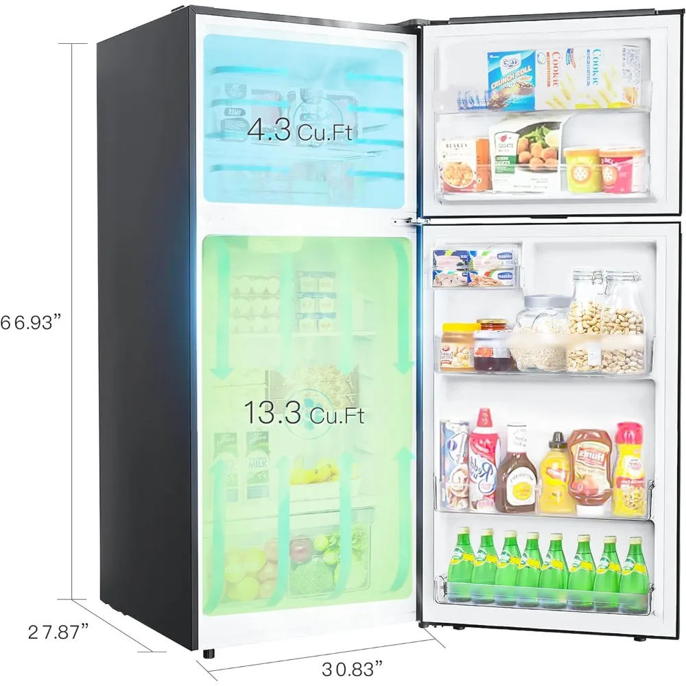 ator with 17.6 Cu. Ft.Capacity, Adjustable Thermostat Control, Full Size Freestanding Frost Free Fridge for Garage/Office/H