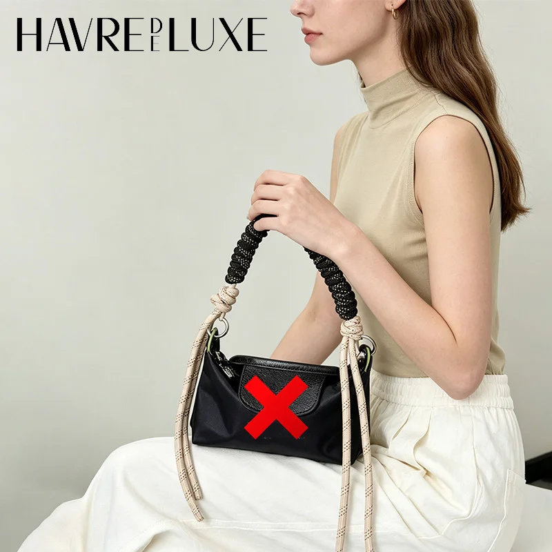 Woven Handle Strap Replacement for Longchamp Mini LePliage Bag, Separate Single Purchase Braided Hand Strap for Mini Pouch