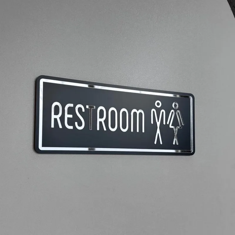 Custom Acrylic Restroom Sign – Modern Minimalist Washroom Door Art Decor for Home, Office, Hotel & Commercial Spaces
