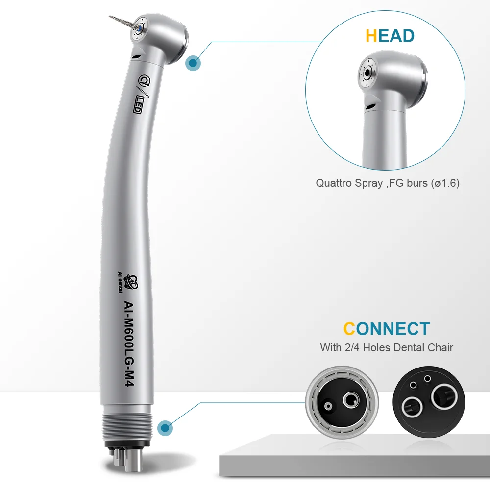 Dental unit material M600LG dental LED air turbine handpiece high speed drills with ceramic cartridge 2 or 4 holes