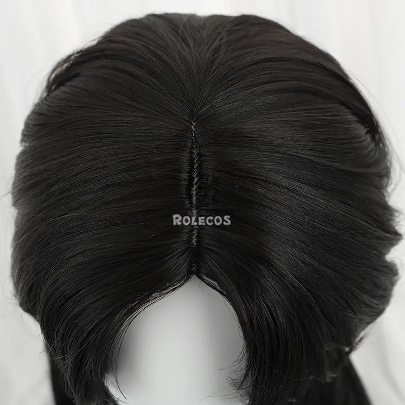 ROLECOS Naraka Bladepoint Prelude Ziping Yin Cosplay Wigs Ziping Yin 60cm Long Wavy Black Wig Heat Resistant Synthetic Hair