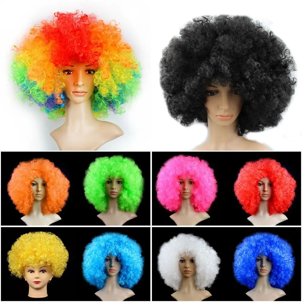 Various Coloured Clown Cosplay Props Carnival Party Children/Adults Dressing Curly Hair Black Afro Curly Wig Colorful Wigs
