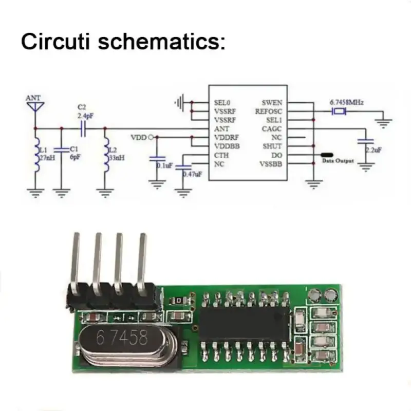 Módulo receptor y transmisor RF superheterodino Mhz para Arduino, Kit de módulo inalámbrico, Control remoto de 433Mhz