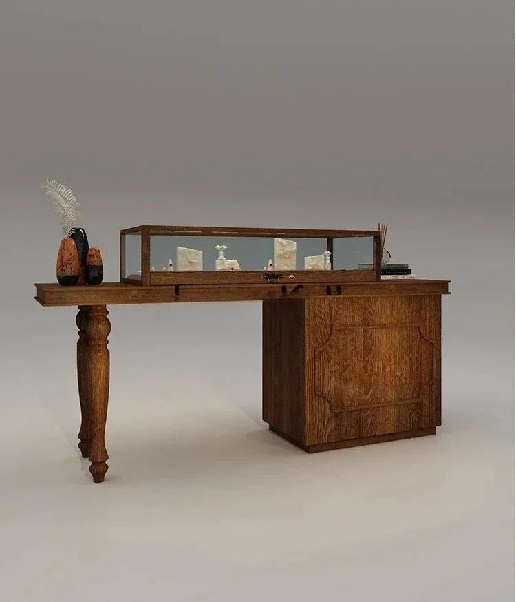 A S1S American retro medieval jewelry cabinet jewelry display cabinet museum jade exhibition glass island cabinet