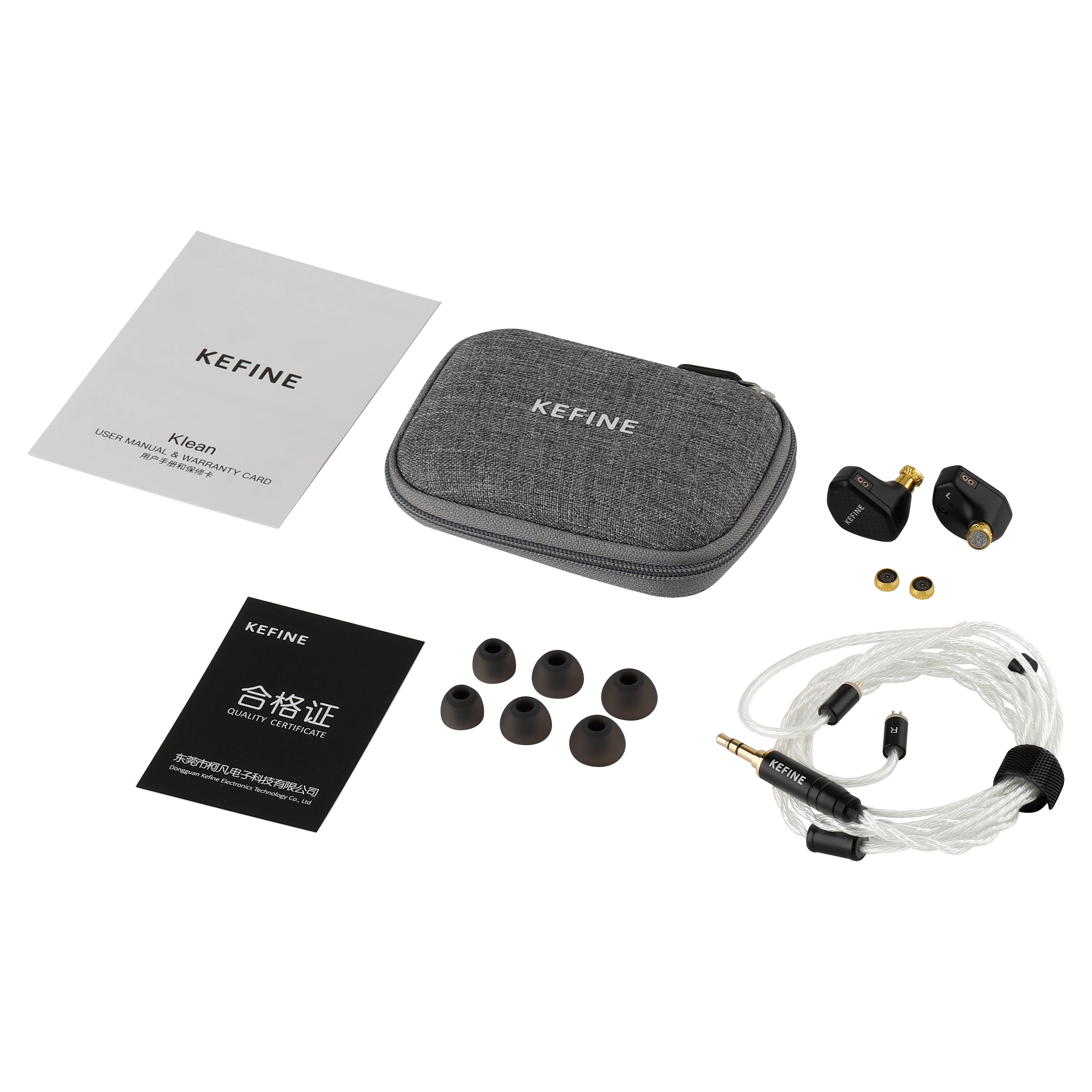Angelears Kefine Klean SV ＆ Klean Black 10mm DLC Diaphragm Dynamic Driver IEMs Hi-Fi Słuchawki douszne z przetwornikiem dynamicznym, membraną DLC 10mm, dyszami i kablem SPC — zdjęcie produktu 6