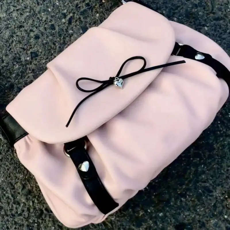 Korean Chic Fashion Fairy Bow Women Handbags Sweet Kawaii All Match Shoulder Bags Casual Office Lady Y2k Aesthetic Underarm Bag