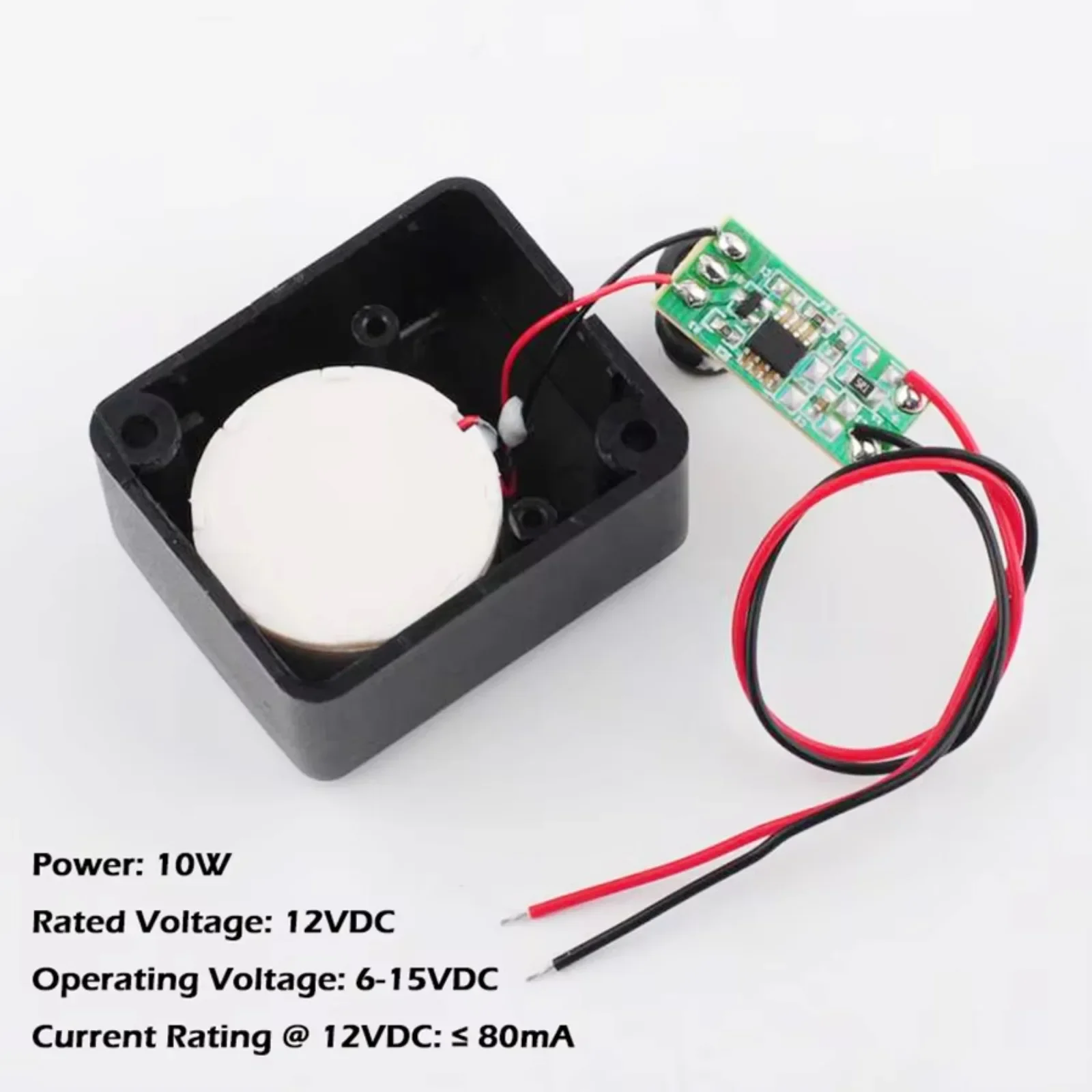 12V DC Black Mini Piezo Alarm Siren 110dB Insurance Safes Anti-Theft Alarm High-Decibel Buzzer for Car+9V Battery Buckle