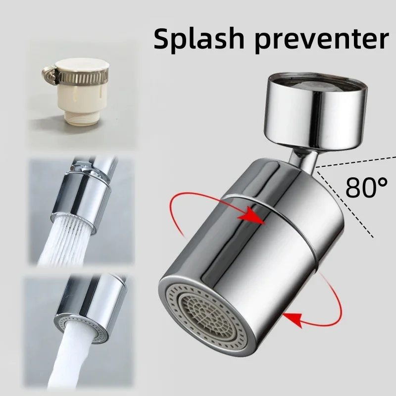 1 Spritzschutz für Küchenwaschtischarmaturen, Bubbler, um 80 Grad gedreht werden + Universalgelenke, Spritzschutzkopf für Waschbecken erforderlich