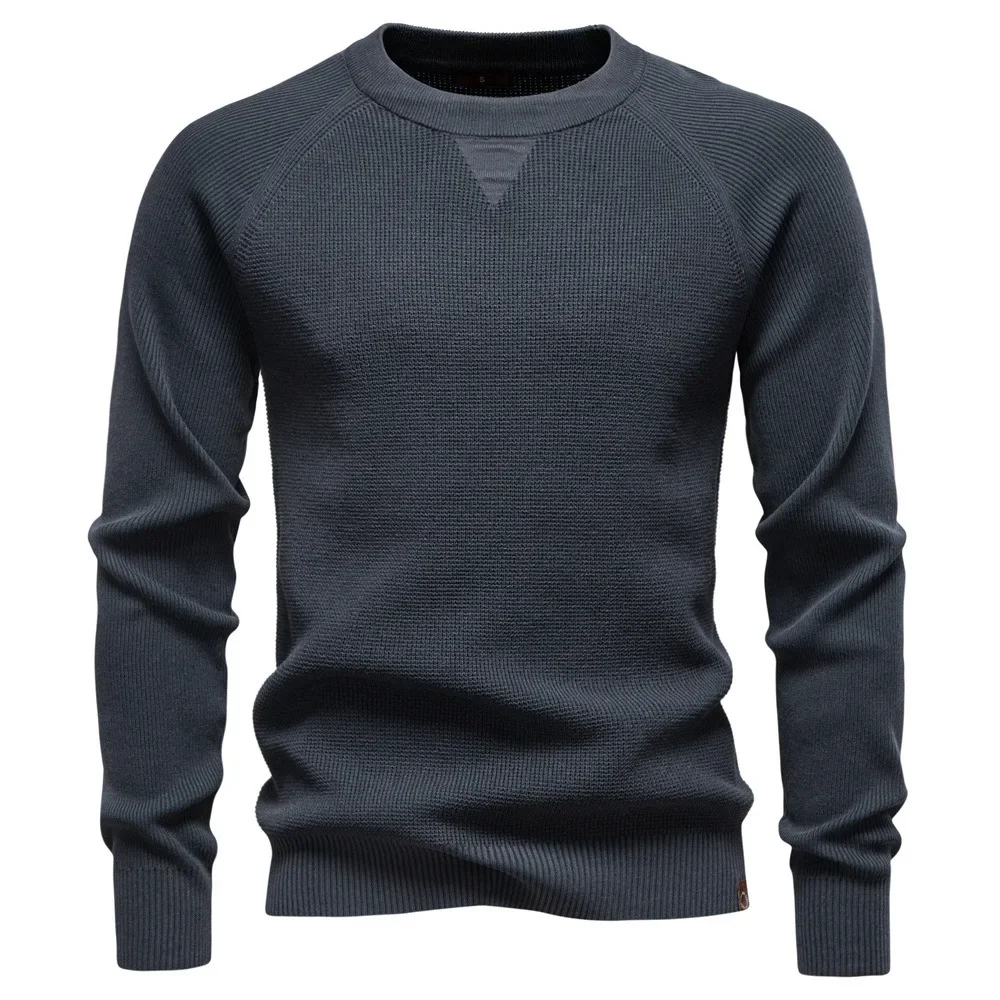 

Men's Crew Neck Knitted Sweater Fashionable High Quality Casual Autumn Winter Pure Color Business Casual Style Knitwear