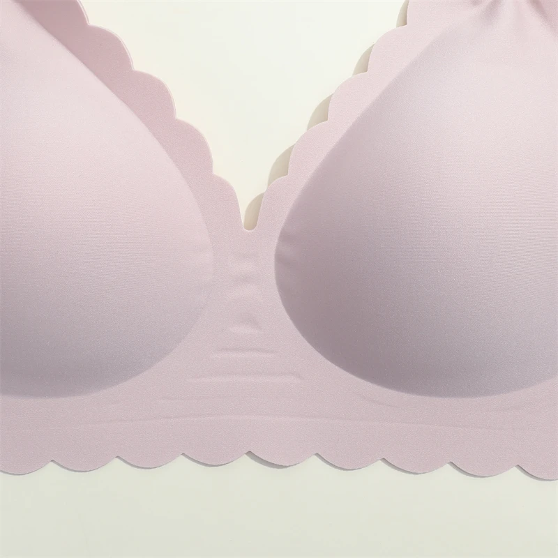 Damen-BH mit Wellenrand, kabellos, nahtlos, bequem, mit herausnehmbaren Polstern, verstellbaren Trägern, rückenfrei, atmungsaktiv, Bralette – Detail 18