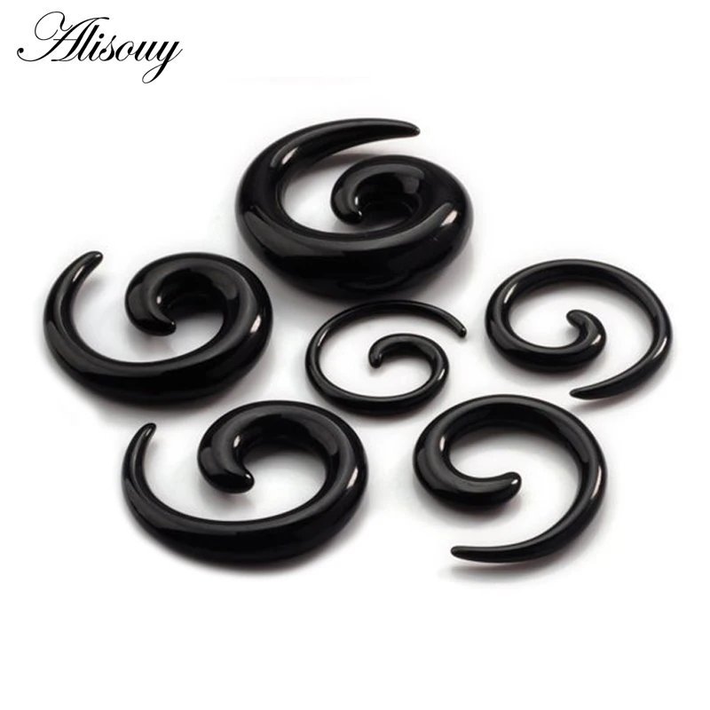 Alisouy 2PC Acrylic Spiral Taper Flesh Tunnel Ear Stretcher Expander Stretching Plug Snail